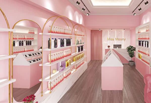 Thiết kế nội thất cửa hàng mỹ phẩm phong cách Hàn Quốc
